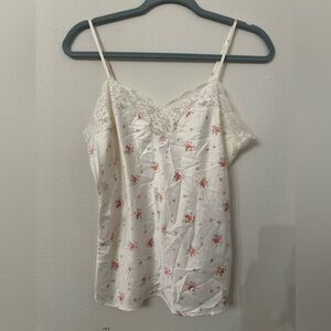 Ralph Lauren Pink Floral Chemise with Lace Trim